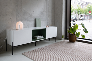 Design tv-meubel met onderstel, RAAT, Loef OV | 165, Wit/Groen, Staand